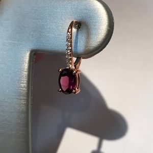 10krg earrings Rhodolite garnet w/diamonds